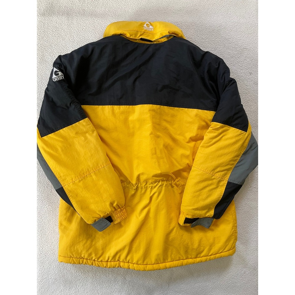 Vintage Gerry Mens Extra Large Winter Jacket Yellow Black Colorblock Puffer Coat - Picture 3 of 16